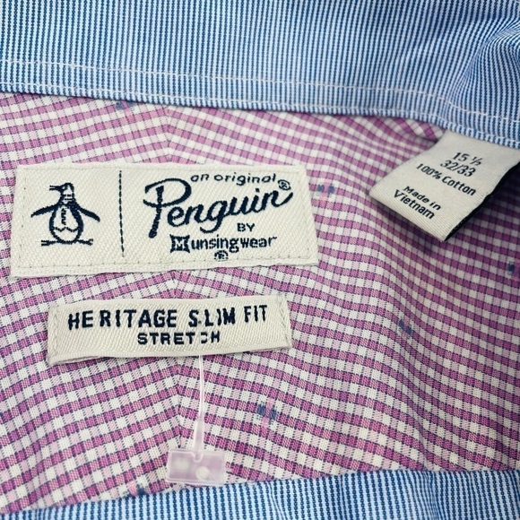 Penguin Heritage Slim Fit Shirt Men Size XL Button Down Stretch Casual Office - Picture 8 of 10